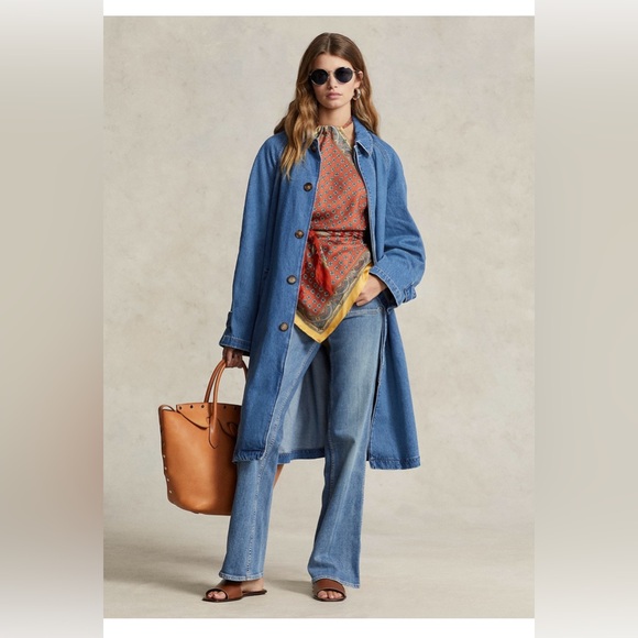 Ralph Lauren Blue Denim Car Coat - Picture 8 of 11